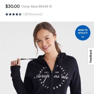 Aeropostale Women's Navy Zip-Up Hoodie